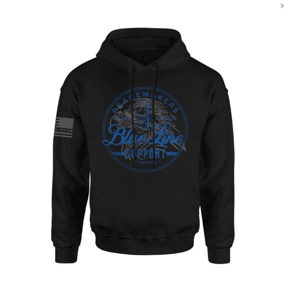 HOWITZER MENS BLUE 'BACK THE BLUE' DISTRESSED GAPHIC HOODIE - NWOT - - Picture 1 of 7